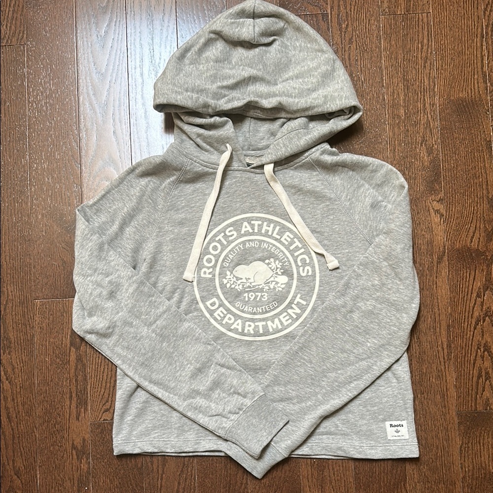Roots Gray Sweater with Hood and Logo